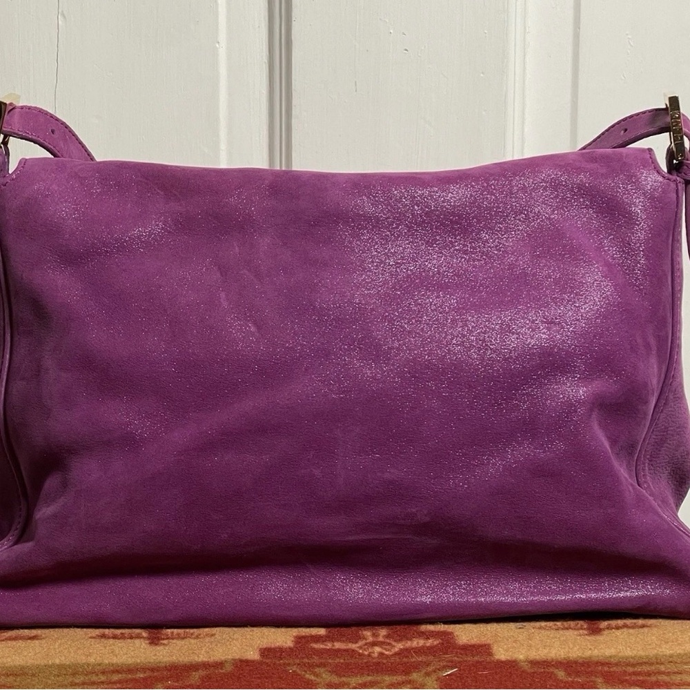 Fendi Rare Y2K Iridescent PlumSuede Mamma Baguette Shoulder Bag - Picture 4 of 15
